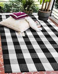 Add buffalo check curtains to any room in your home! Earthall Cotton Buffalo Plaid Check Rug 4 X6 Black And White Area Rug Hand Woven Farmhouse Living Room Dining Room Farmhouse Goals