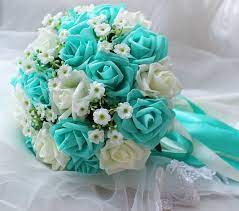 Turquoise Wedding Bouquet Turquoise Flowers Bridal Bouquet White Wedding Flowers Silk Ribbon Fake Flower Bouquets Dj 18 Turquoise Wedding Flowers White Wedding Bouquets Turquoise Wedding Bouquets