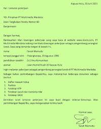Contoh surat lamaran pekerjaan untuk beberapa sumber informasi lowongan, diambil dari sumber di internet dan dilakukan modifikasi, semoga bermanfaatfull description. Kejarcita 1 Bank Soal Sekolah