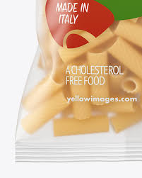 Matte Plastic Bag With Tortiglioni Pasta Mockup In Bag Sack Mockups On Yellow Images Object Mockups