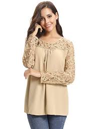 Chez laura kent, elle existe dans de nombreux modèles. Abollria Chemisier Femme Dentelle Tunique Haut Femme Chic Manches Longues Tops Blouse Pull Col Rond Fleuri T Shirt En Mousseline De Soie