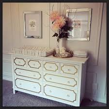 Overlays Kit For Ikea Hemnes Dresser Anne Pattern Sprayed Gold With Custom Hardware Easiest Diy For Winsley S Nursery Ikea Hemnes Dresser Ikea Decor Hemnes