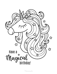 Birthday coloring pages for kids happy birthday coloring pages to see also: Unicorn Coloring Pages Birthday 116 Fine Coloring Public