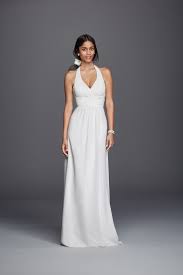 Chiffon Sheath Halter Wedding Dress David S Bridal Halter Wedding Dress Form Fitting Wedding Dress Destination Wedding Dress