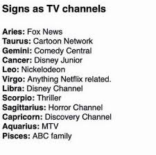 Signs As Tv Channels Zodiac Zodiac Star Signs Zodiac Signs Horoscope Taurus