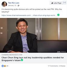 Chan chun sing and tan chuan jin will most definitely become the next defence minister and possibly dpm. An Attempt To Understand Why So Many People Dislike Minister Chan Chun Sing