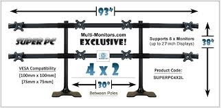 super pc 8 monitor desk stand 4x2 array mount supports 24 27 inch displays monitor stand monitor multi screen pinterest