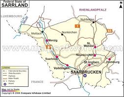 The saarland is a small federal state of germany, located in the west of the country and forming part of the german border with france and luxembourg. Saarland Map Map Of Saarland Germany