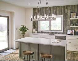 8 Light Linear Chandelier In Brushed Nickel Circolo Collection Tuscan Kitchen Farmhouse Dining Room Lighting Farmhouse Dining Room
