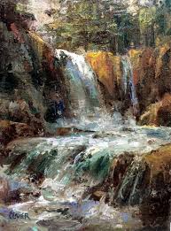 Art Talk Julie Ford Oliver Yellowstone Waterfall Near Sylvan Pass Waterfall Paintings Art Painting Waterfall Art