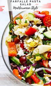 Farfalle Pasta Salad Mediterranean Style W Mini Bow Tie Pasta Eating European Recipe Farfalle Pasta Salad Farfalle Pasta Best Pasta Recipes