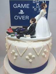 Game Over Playstation Funny Wedding Cake Topper Jeu Video Groom Can Personalize Your Names G Gamer Wedding Cake Funny Wedding Cakes Wedding Cake Topper Gamer