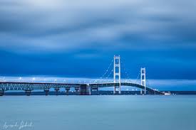 Looks very beautiful at night from a distance. Mackinac Bridge Usa