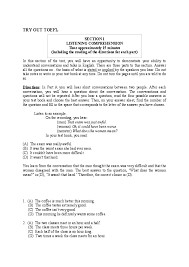 Toefl reading section is likely to be more complicated than most other exams you've taken, as not only is the grammar complex, but the texts often toefl reading is the first section that appears in the exam. Doc Try Out Toefl Section 1 Listening Comprehension Time Approximately 15 Minutes Including The Reading Of The Directions For Each Part Ana Istikomah Academia Edu