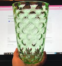 ANTIQUE HOBBS Brockunier Glass Inverted Thumbprint POLKA DOT 8" FLIP VASE