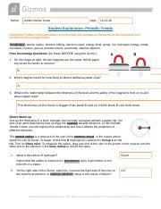 The periodic table is so named because similar patterns repeat, or appear periodically, throughout the table. Tien Nguyen Periodic Trends Gizmo Activity 7067562 Docx Name Date Student Exploration Periodic Trends Directions Follow The Instructions To Go Course Hero