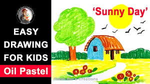 Kid S Easy Drawings I Sunny Day I Oil Pastel Easy Drawings Oil Pastel Drawing For Kids