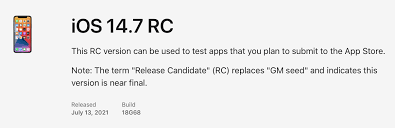 Jun 02, 2021 · apple has released the second developer betas of ios 14.7 and ipados 14.7 today. Rc Version Veroffentlicht Ios 14 7 Wird In Kurze Freigegeben Iphone Ticker De