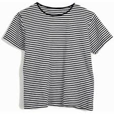 Black And White Striped Shirt Womens Vintage 90s Striped Tee In Black White Short Sleeve T Shirt Women S 24 Liked On Polyvore F Black And White T Shirts White Striped Tee White Stripes Top