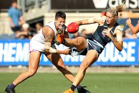 On saturday, a few hours before richmond would compete against the gws. Tayla Harris Kicks Under Pressure Against Fremantle Abc News Australian Broadcasting Corporation