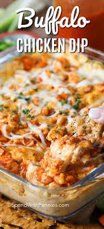 Tender Chunks Of Chicken In Buffalo Sauce Are Combined With A Creamy Cream Cheese Base And Of Course Loads Of C Buffalo Chicken Dip Chicken Dips Buffalo Recipe