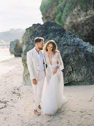 Colourful Modern Elegant Bali Beach Wedding Inspiration Bali Wedding Inspiration Beach Wedding Groom Attire Beach Wedding Attire Beach Wedding Groom