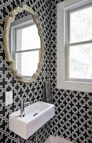 Black And White Moroccan Wall Tiles Powder Room With Black And White Moroccan Wallpaper Contemporary Bathroo Bathroom Wallpaper Black And White Bathroom Design Black Bathroom Wallpaper Trends