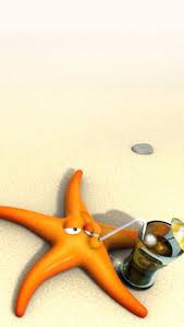 Starfish Lying In The Sand With A Straw Drinking From A Glass Cartoon Art Funny Funny Wallpaper Hd Phone Wallpapers Iphone Wallpaper Images