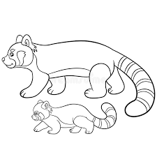 Cute baby red panda coloring pages. Coloring Pages Mother Red Panda Walks With Her Baby Stock Vector Illustration Of Bamboo Happy 141139776