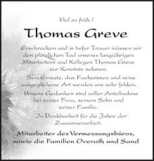 Traueranzeigen von Thomas Greve