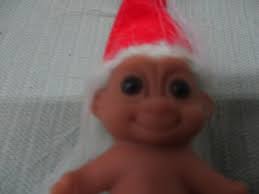 Trolls Russ Long White Hair Christmas Santa Clause Shirtless Red Pointy Hat  Guy
