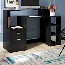 Roomyroc mobile laptop desk/cart/stand with adjustable tabletop and footrest computer table (black). Black Computer Desks You Ll Love In 2021 Wayfair