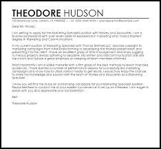My writer's enthusiasm is contagious. Marketing Specialist Cover Letter Sample Cover Letter Templates Examples