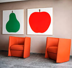 Make sure to view our fabric photos, especially the ones taken with the color palette or a wide shot with a background of the store, as these pictures will be the most true. Contemporary Armchair Pisa Tacchini Fabric Orange