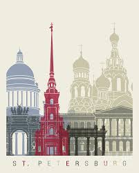 Sankt petersburg russland skyline silhouette. Saint Petersburg Skyline Poster Illustration Painting By Pablo Romero Petersburg St Petersburg Russia City Postcard