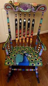 American Hippie Boheme Boho Lifestyle Painted Furniture Painting Old Chairs Painted Rocking Chairs Whimsical Furniture