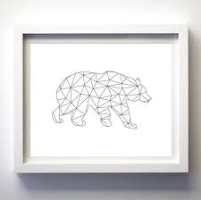 Black And White Geometric Animal Drawings Geometric Animal Print Geometric Black And White Bear Bear Print Geometric Wall Art Minimalist Animal Triangle Art Bear Silhouette Print