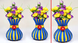 Diy Plastic Bottle Flower Vase Handmade Flower Vase Decoration Ideas Plastic Bottle Decoration Flower Vases Decoration Diy Plastic Bottle