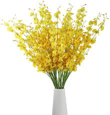 20 pieces real touch tulips arrangement in clear glass vase with faux water overall height : Buy Welmatch Yellow Artificial Orchids Faux Flowers 10 Pcs 37 5 Inches Real Touch Fake Artificial Flowers For Wedding Home Office Party Hotel Yard Decoration Yellow 10 Online In Vietnam B08c1ptmtt