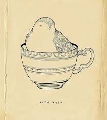 Bird In Bird Bath Drawing Bird Bath By Little Doodles Via Flickr Cup Tattoo Teacup Tattoo Little Doodles