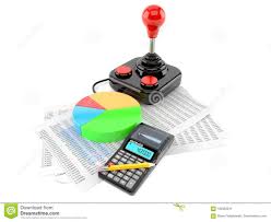 Joystick With Report And Pie Chart Stock Illustration