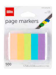 Office Depot Brand Page Markers 12 X 1 34 Assorted Bold Colors Pack Of 500 Flags Office Depot