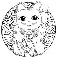 Coloring Page Maneki Neko For Kids Lucky Cat Tattoo Cat Coloring Page Cat Tattoo