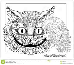 You can print or color them online at 600x488 alice in wonderland coloring pictures coloring pages in wonderland. The Head Of The Cheshire Cat And Girl From The Fairy Tale Alice Stock Vector Illustration Of Ornament Enthusiasm 100633597