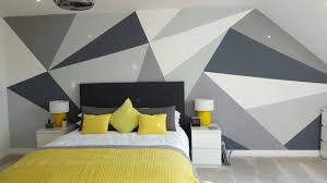Check spelling or type a new query. Geometric Painted Wall Grey Triangle Geometric Grey And Yellow Bedroom Theme Interior Bedroom Color Combination Yellow Bedroom Accent Walls In Living Room