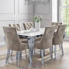 4.3 out of 5 stars. 6 Seater Dining Set With White And Mirrored Table And Mink Velvet Chairs Jade Boutique Furniture123