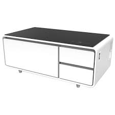 Designed with refrigerator, bluetooth speakers, led lights, charging ports, touch control and more. Sobro Smart Coffee Table With Refrigerated Drawer White Best Buy Canada