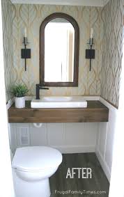 The basement bathroom chooses nice, brownish fabrics that decorate the area. No Rough In No Problem Our Diy Basement Bathroom From A Closet Frugal Family Times
