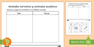 ¿conoces bien el reino animal? Ficha De Actividad Animales Terrestres Y Acuaticos