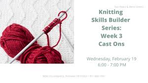 Hold the two yarns together as if they were one, make a slip knot and place it on the needle; Knitting Skills Series Cast Ons Two Rivers Bookstore
